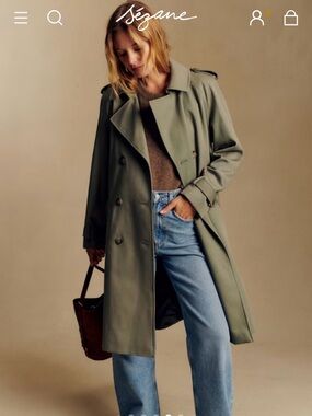Sezane Scott trench coat (4) - olive green